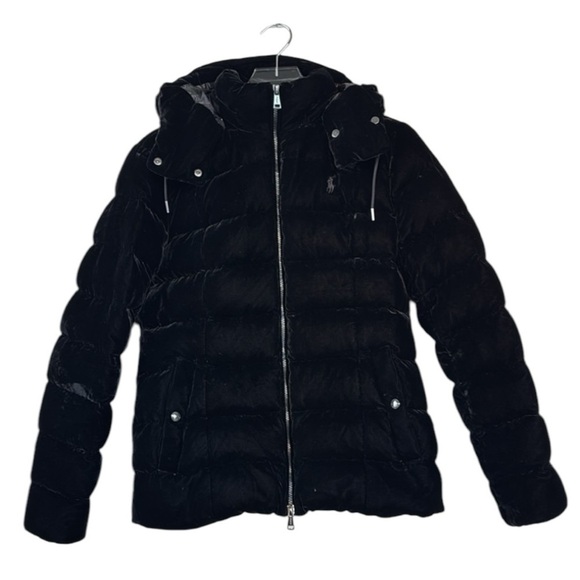 Polo Ralph Lauren Velvet Down Jacket Black Size Small 🌟 BEAUTIFUL 🌟 - Picture 1 of 6